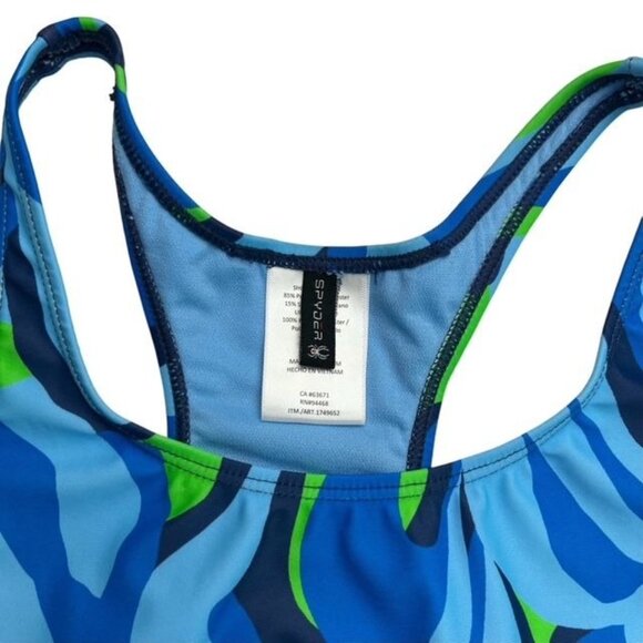 Spyder Girls Blue and Green One Piece Swim Suit Size 10 Years - Picture 6 of 7